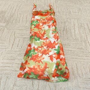 Floral Maxi Dress - Orange and Green